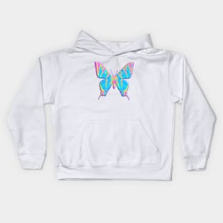 Aqua and Pink Tiger Swallowtail Butterfly Kids Hoodie